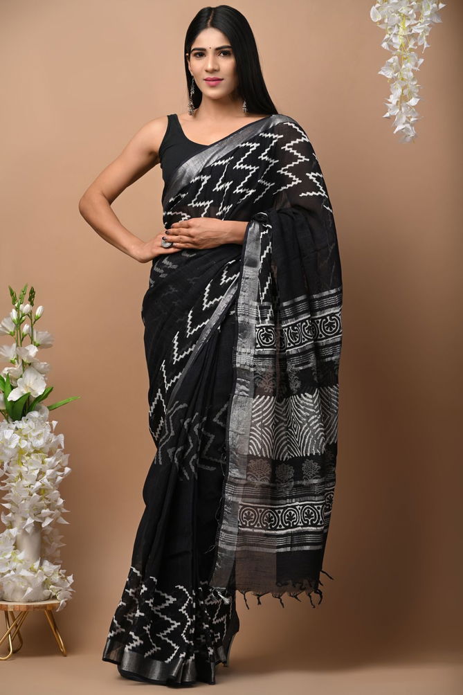 VK 4166 Silver Jari Patta Printed Sarees Catalog